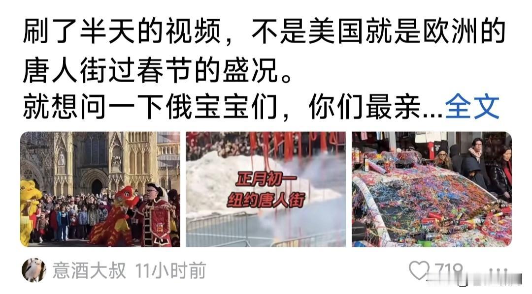 网友:刷了半天视频，不是美欧就是日韩唐人街，华人和当地人一起过中国春节的热闹情景