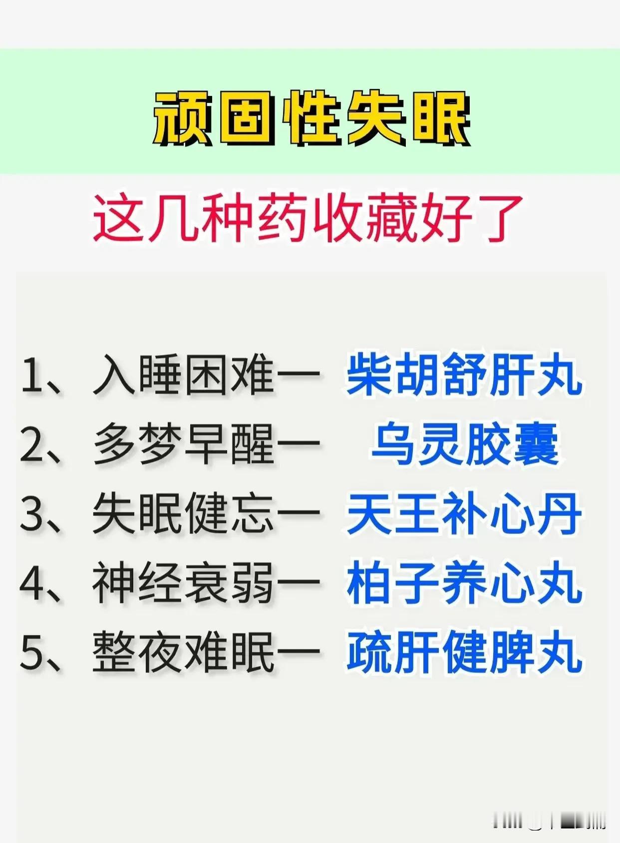 顽固性失眠 这几种针对性的药。一定收藏好了#健康# #失眠#