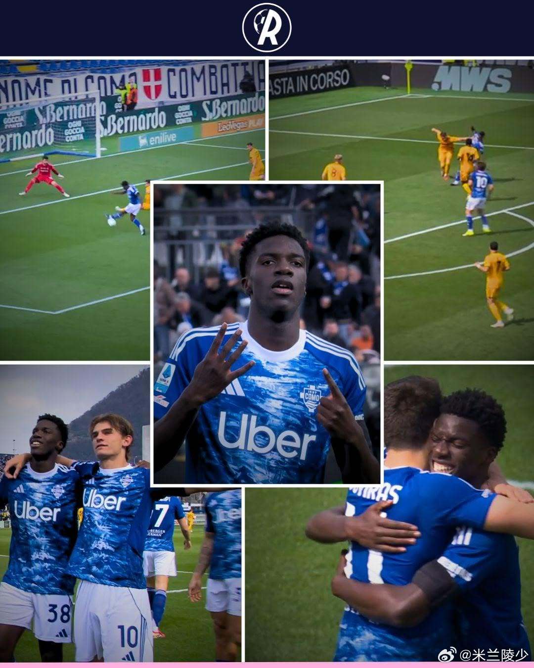 科莫半场2：0比萨，拿下这场后科莫对尤文的领先达到3.5分，超过了一场，占据了优