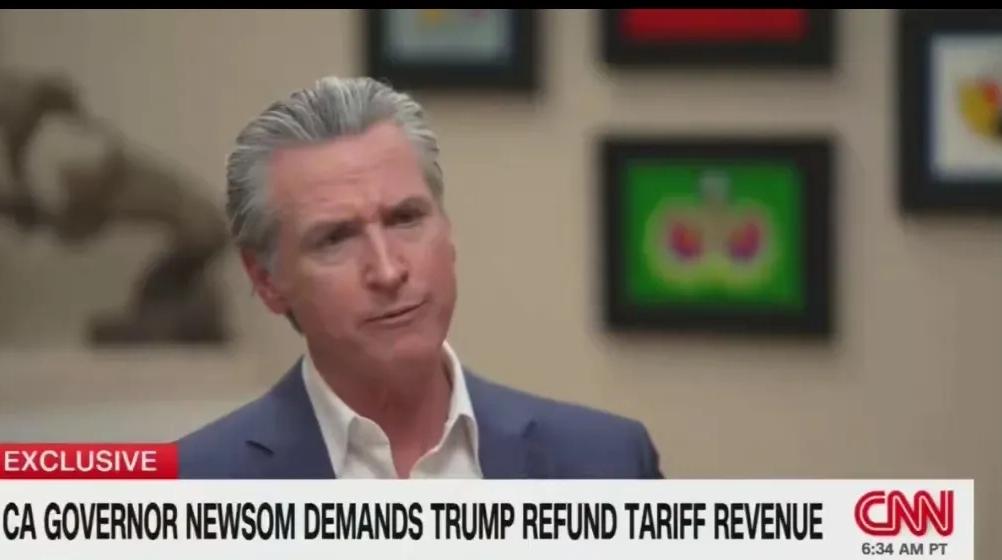 美国两党政治斗争的本质。加州州长纽森借关税问题对特朗普和贝森特进行猛烈抨击，看似