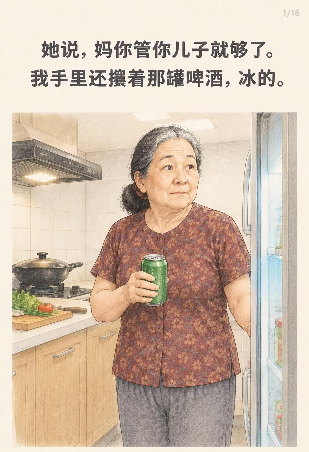 那句你管你儿子就够了她听完切了一整颗白菜 她说，妈你管你儿子就够了。我手里还攥着