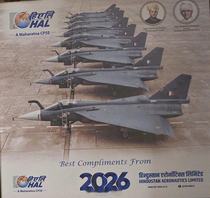 只要我不尴尬，尴尬的就是你们🙂↕️印度斯坦航空的新年日历封皮是几架没有发动机的