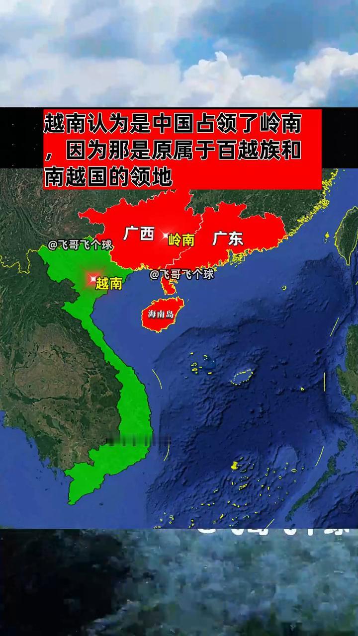 越南认为是中国占领了岭南，因为那是原属于百越族和南越国的领地。
飞哥飞个球。
广