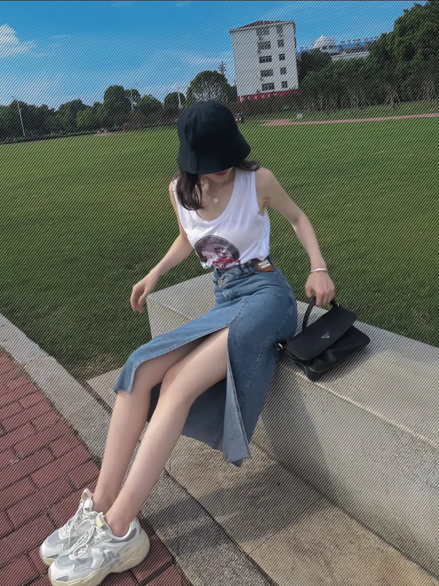 ootd穿搭 牛仔裙