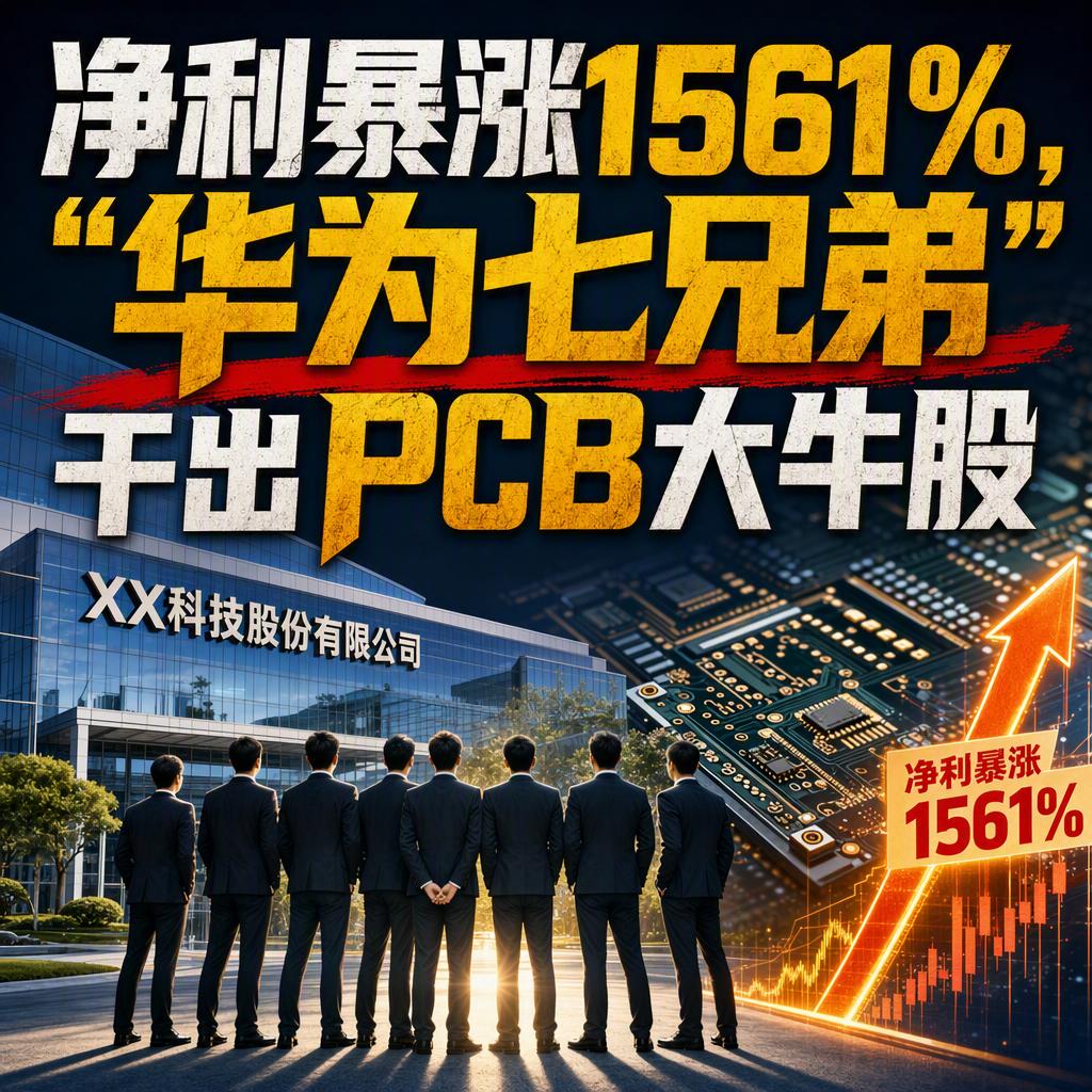 净利暴涨1561%，“华为七兄弟”干出PCB大牛股
很多人以为PCB就是块不起眼