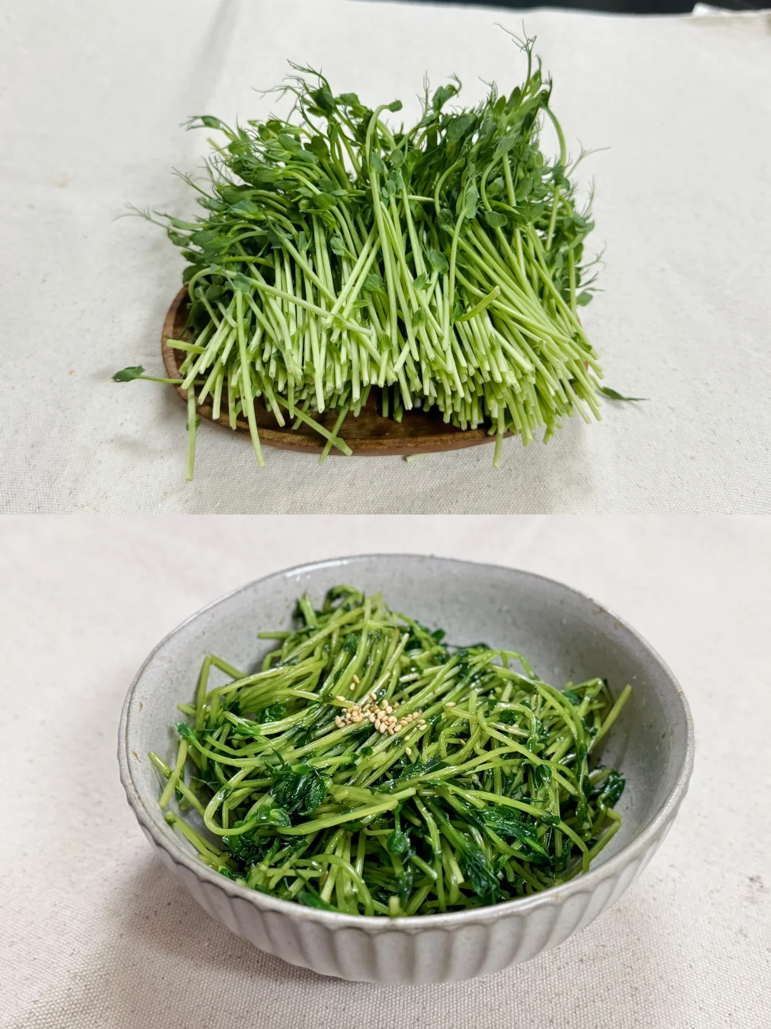 买到了一把超新鲜的小青菜｜豌豆苗