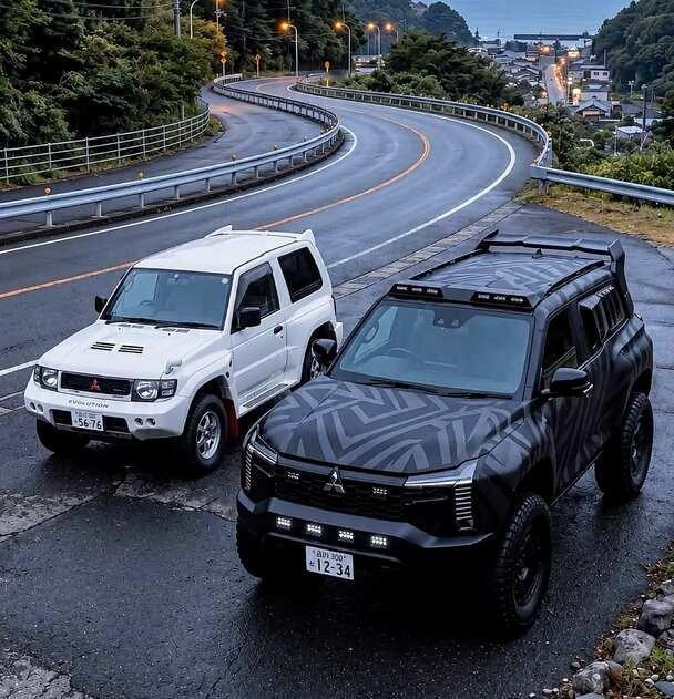 新老三菱帕杰罗短轴双门同框，复古情怀
经典老车情怀 经典怀旧老车 情怀老车 越野