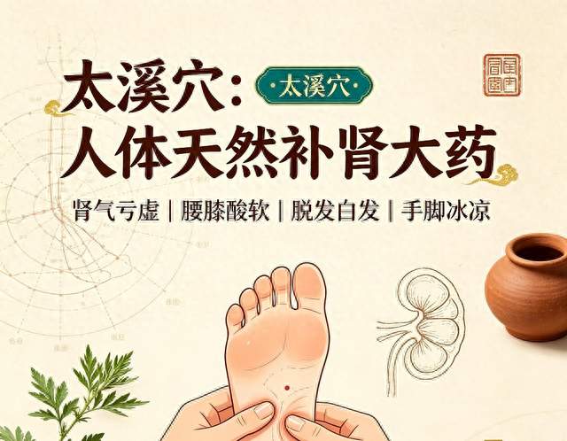 太溪穴：人体天然补肾大药肾气亏虚、腰膝酸软、脱发早衰、手脚凉