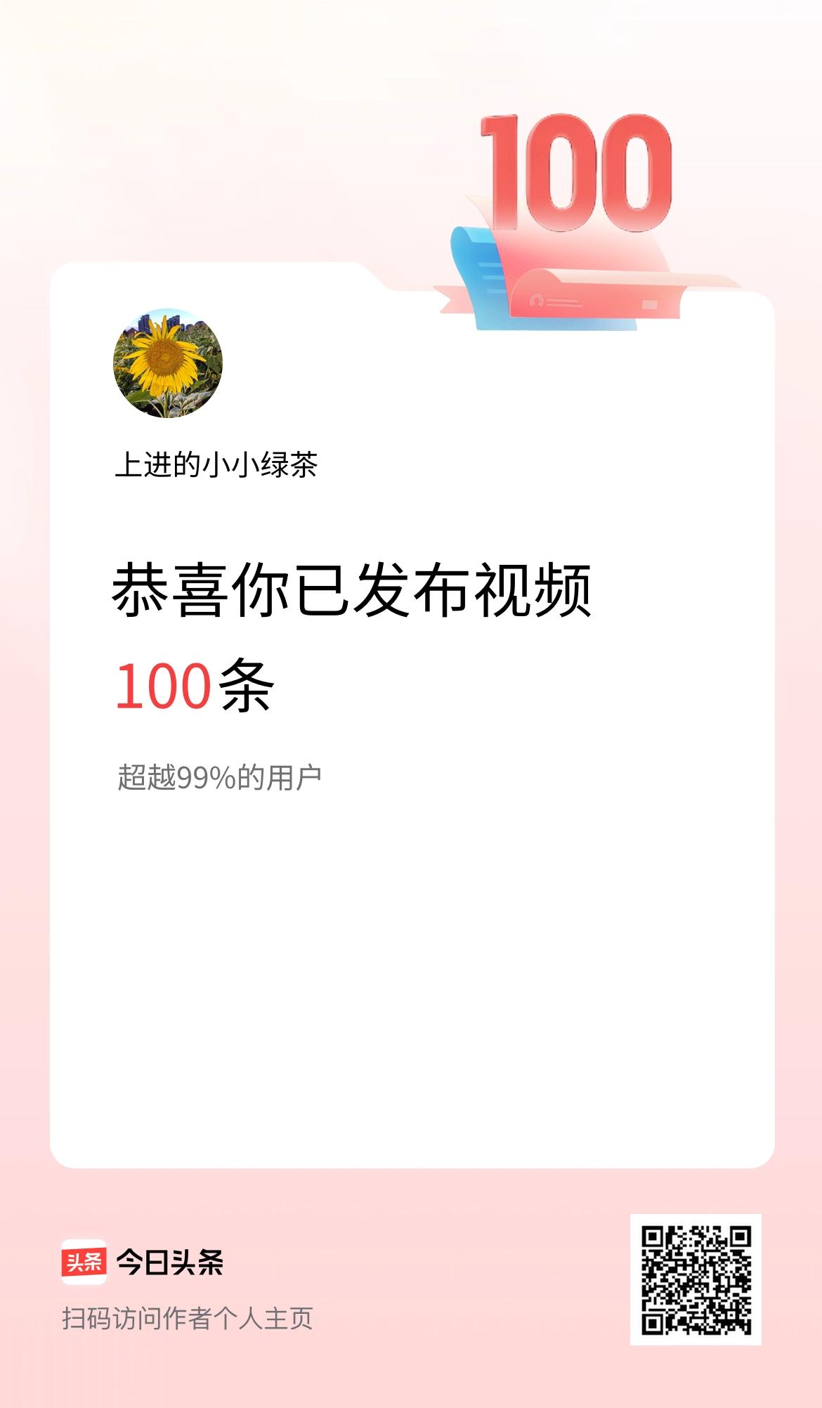 我在头条累计视频投稿100个