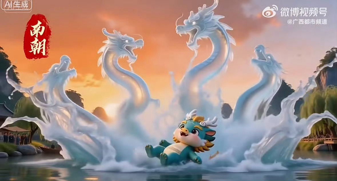 八龙戏水是唐代就有的祥瑞图腾，今晚元宵巡游复刻古礼，想沾龙气看这条就够。正月十五