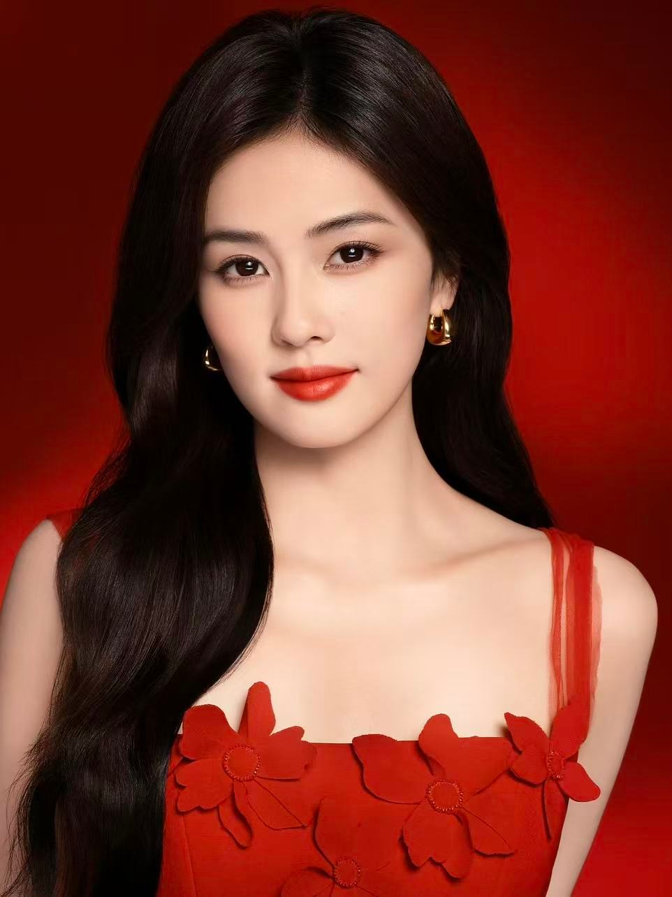 白鹿当红新妆红裙白鹿 红裙白鹿神来的 