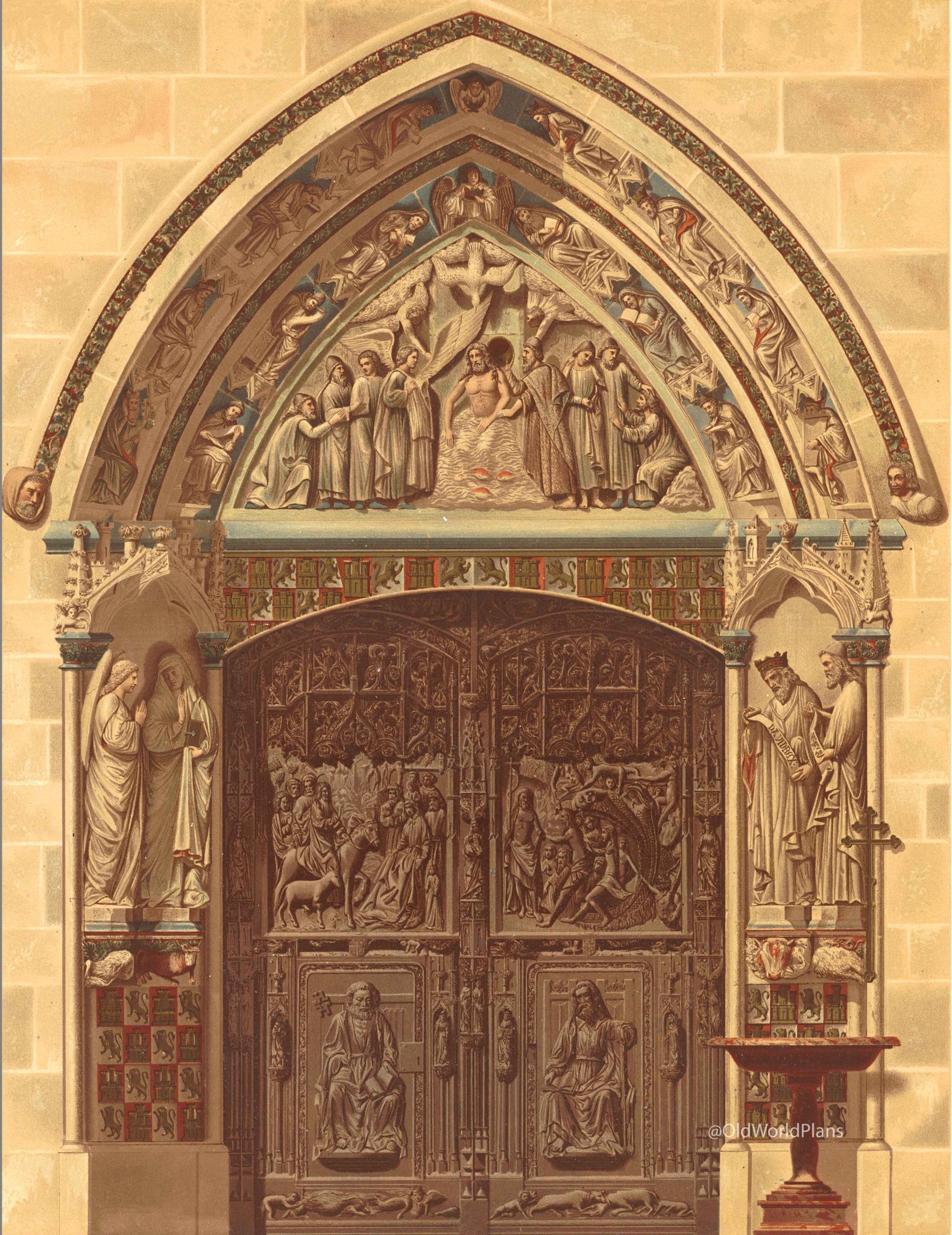 西班牙北部 布尔戈斯主教座堂 13世纪This 1859 color print