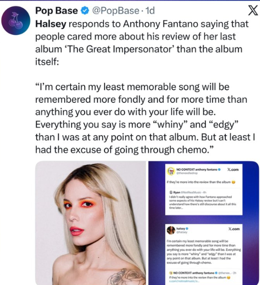 【‼️光头继续回怼Halsey，不承认自己是冒牌乐评人！】光头 Anthony 