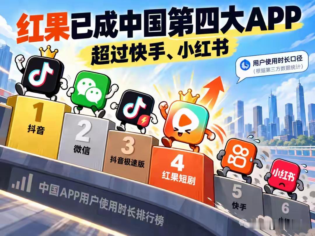红果这个时长占用率让人震惊，因为我自己不看红果，没想到已经冲到了第四。之前看我爸