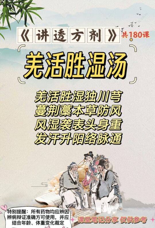 《讲透方剂》第163课：羌活胜湿汤（祛风胜湿