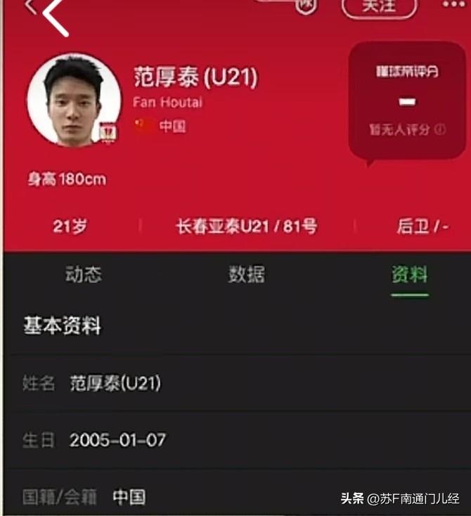 苏超泰州队四个职业球员名额出炉，①范厚泰（籍贯合肥，长春亚泰）；②李光文（籍贯延