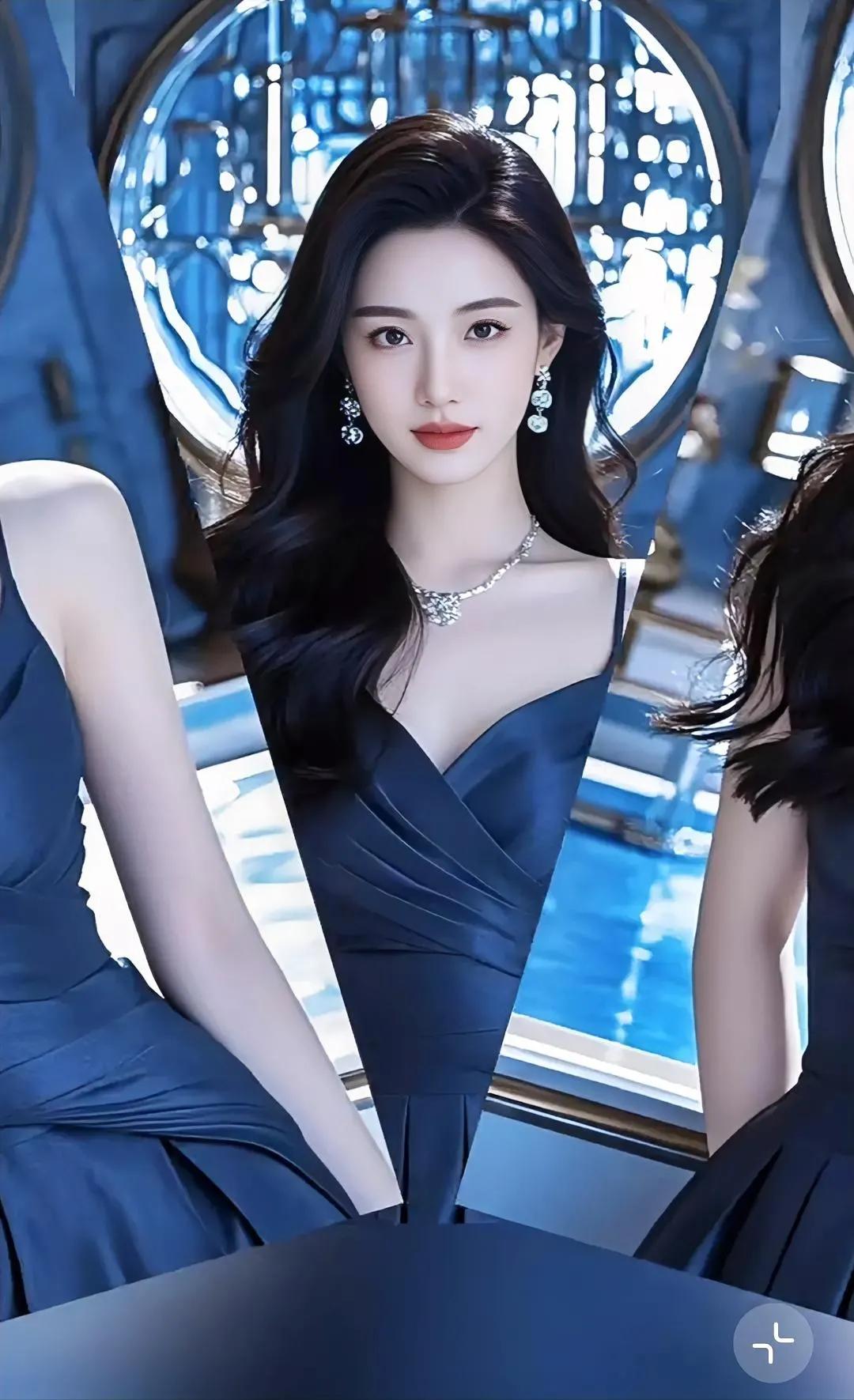 蓝衣美人，月华如练。蓝衣仙子下凡尘 歲月永不敗美人 红颜美女风彩