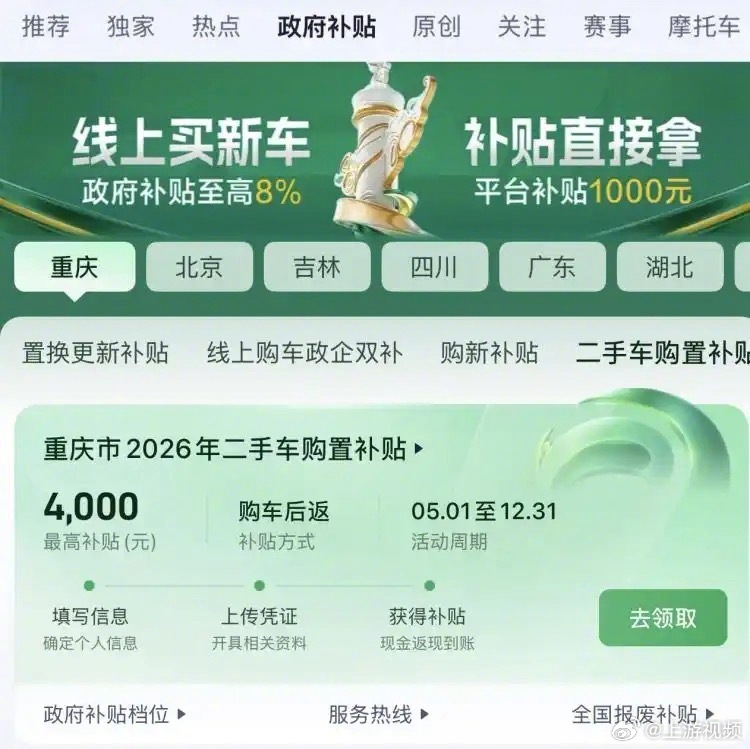 #重庆买二手车最高可领4000元补贴#【最高可领4000元！#重庆买二手车也有政
