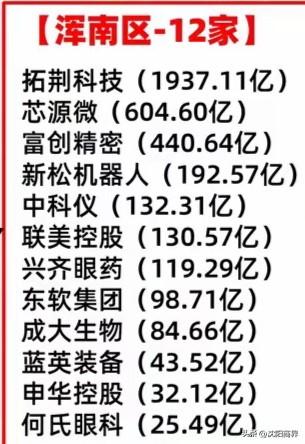 沈阳一个区的上市公司
市值都超过其它东北三市
沈阳高科技企业崛起
引领沈阳高歌前