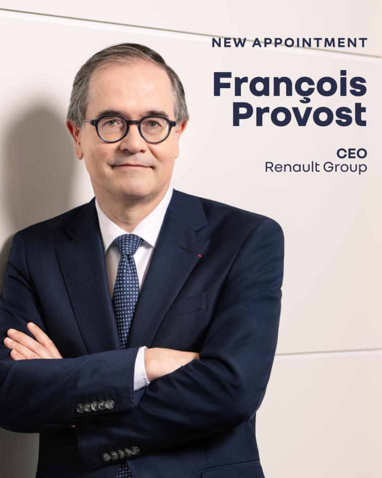 雷诺集团官宣：福兰（François Provost）今日正式接任首席执行官兼主