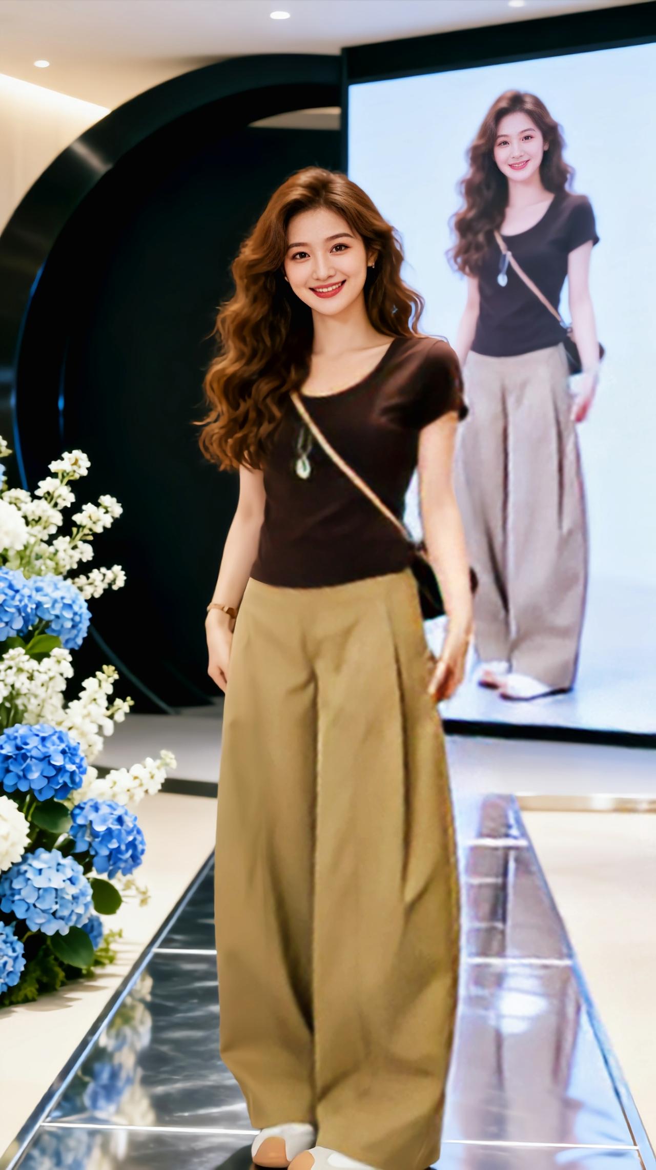 阔腿裤弯刀裤子 松弛感宽松显瘦阔腿裤 夏季女生阔腿裤穿搭 松驰感阔腿裤 老钱风松