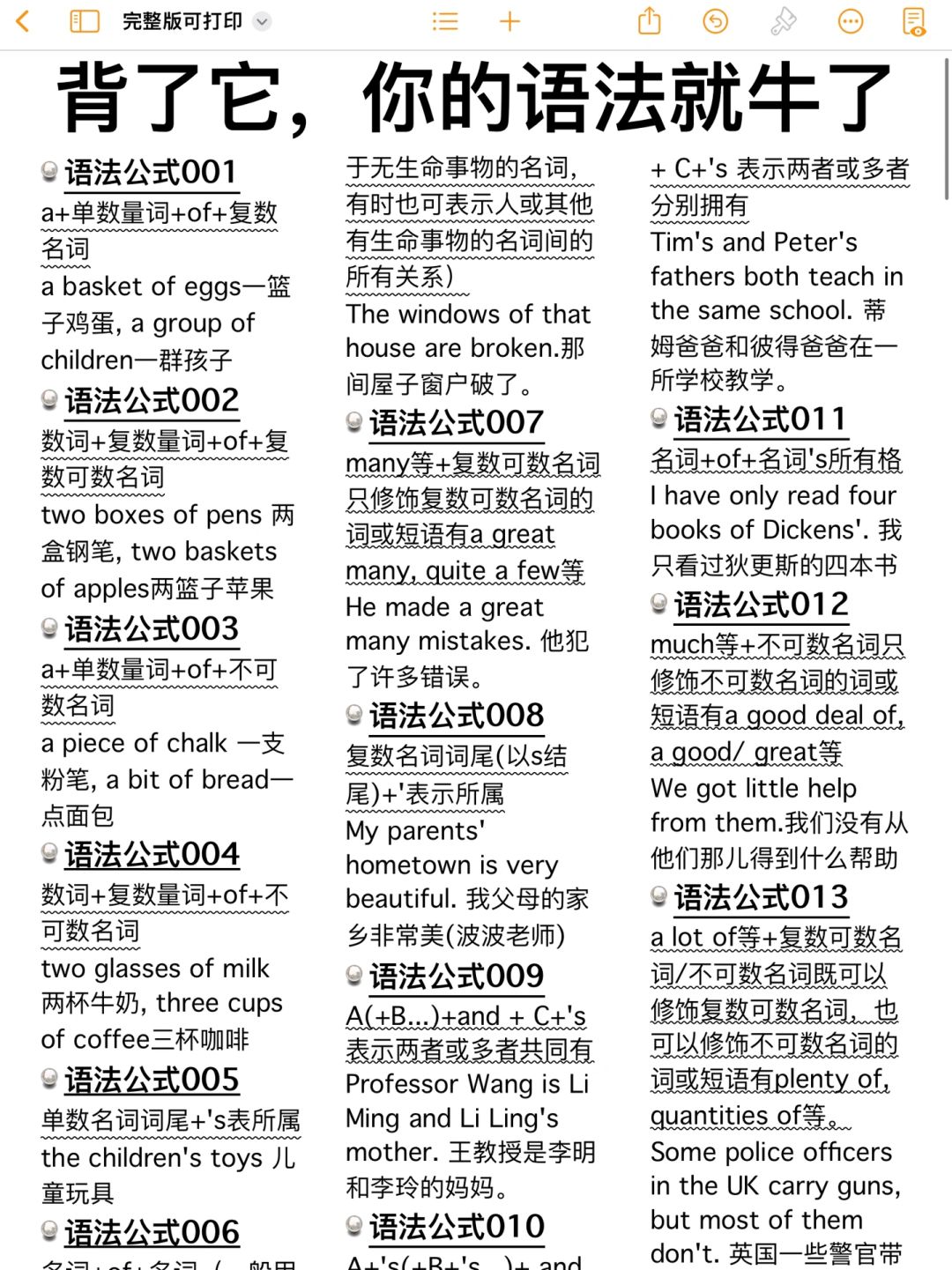 400组语法公式‼️英语特差生救命🆘必备！牛了