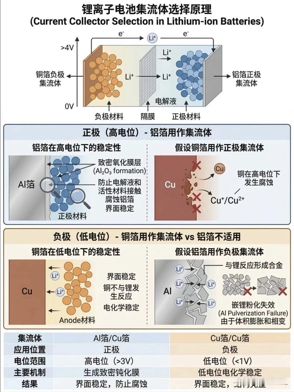 锂电正极只用铝箔、负极只用铜箔？集流体选材底层原理一次性讲透！