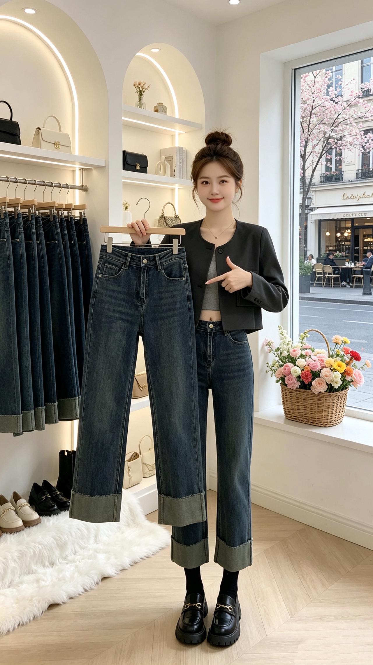 小个子烟管裤高腰显瘦显高显瘦显腿长