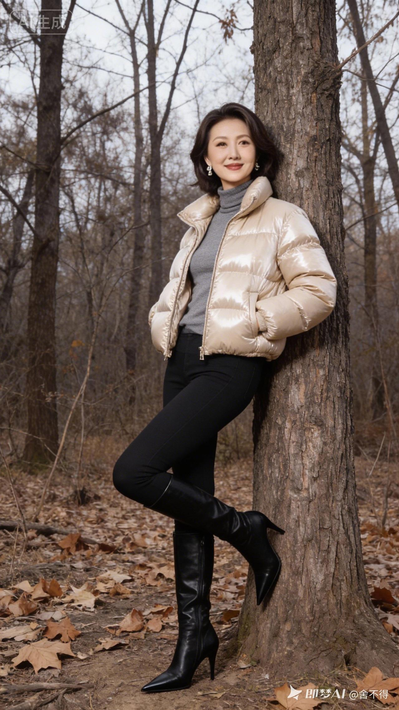 秋日森林里的时尚穿搭，温暖与帅气并存！