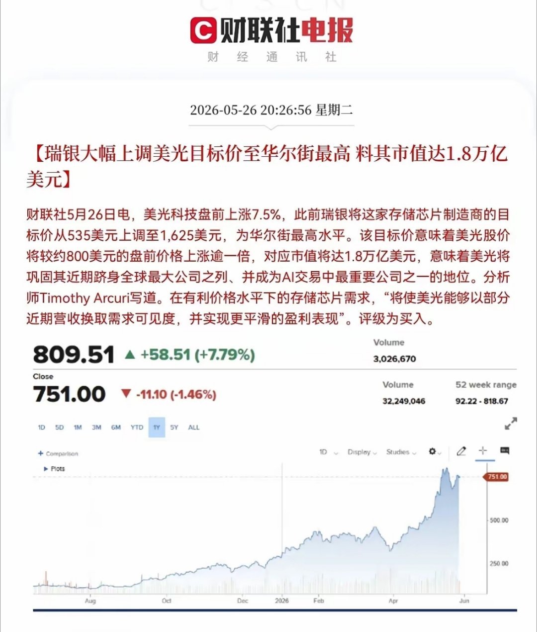 突发利好！存储芯片又来利好消息了，满仓存储芯片的股民晚上要兴奋的睡不着了，明天又