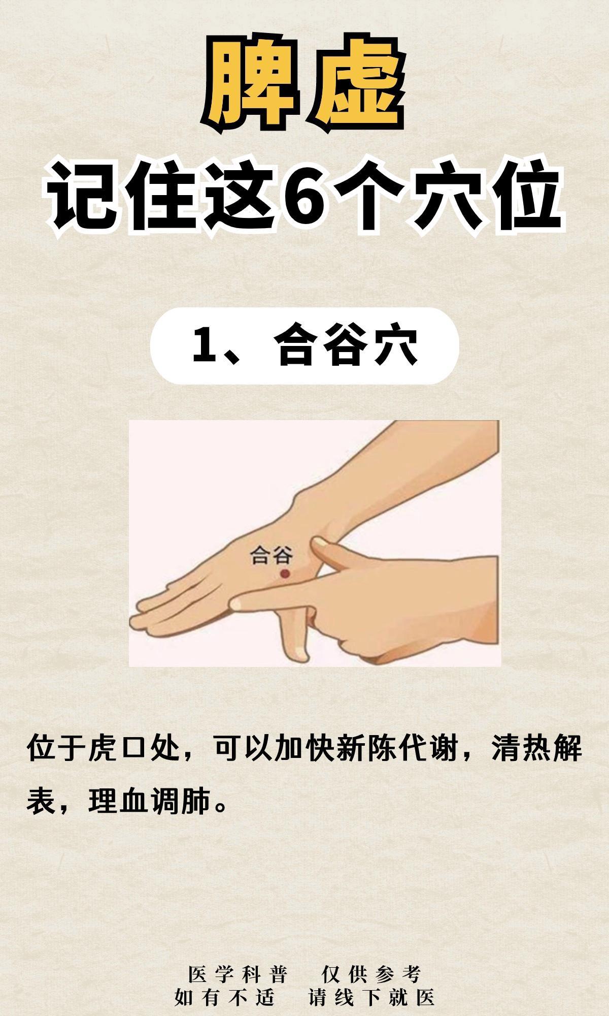 脾虚常按这6个穴位，改善99%的脾胃问题，脾好身体棒！合谷穴——清热解毒，加快身