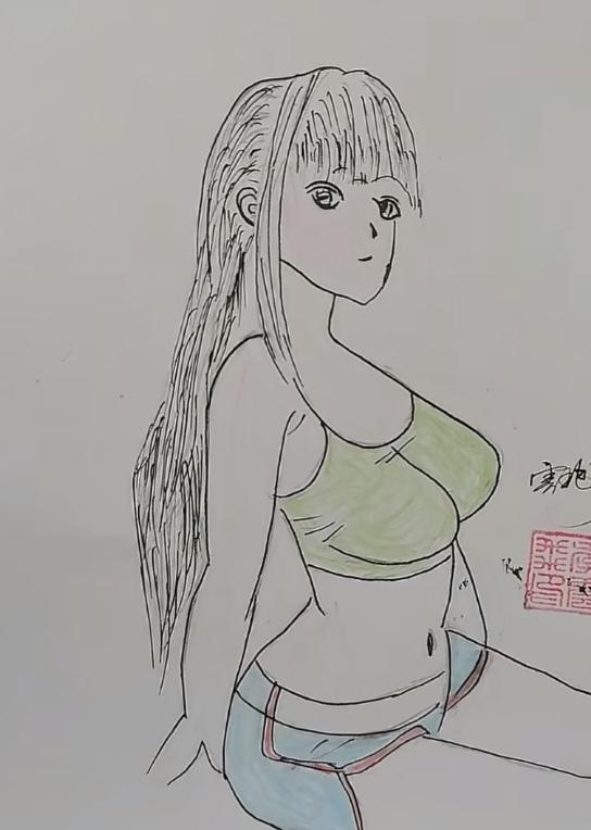 〔欣赏图片〕
素描艺术我热爱；
随笔画个美少女；
不知画的好不好；
就请你来做裁