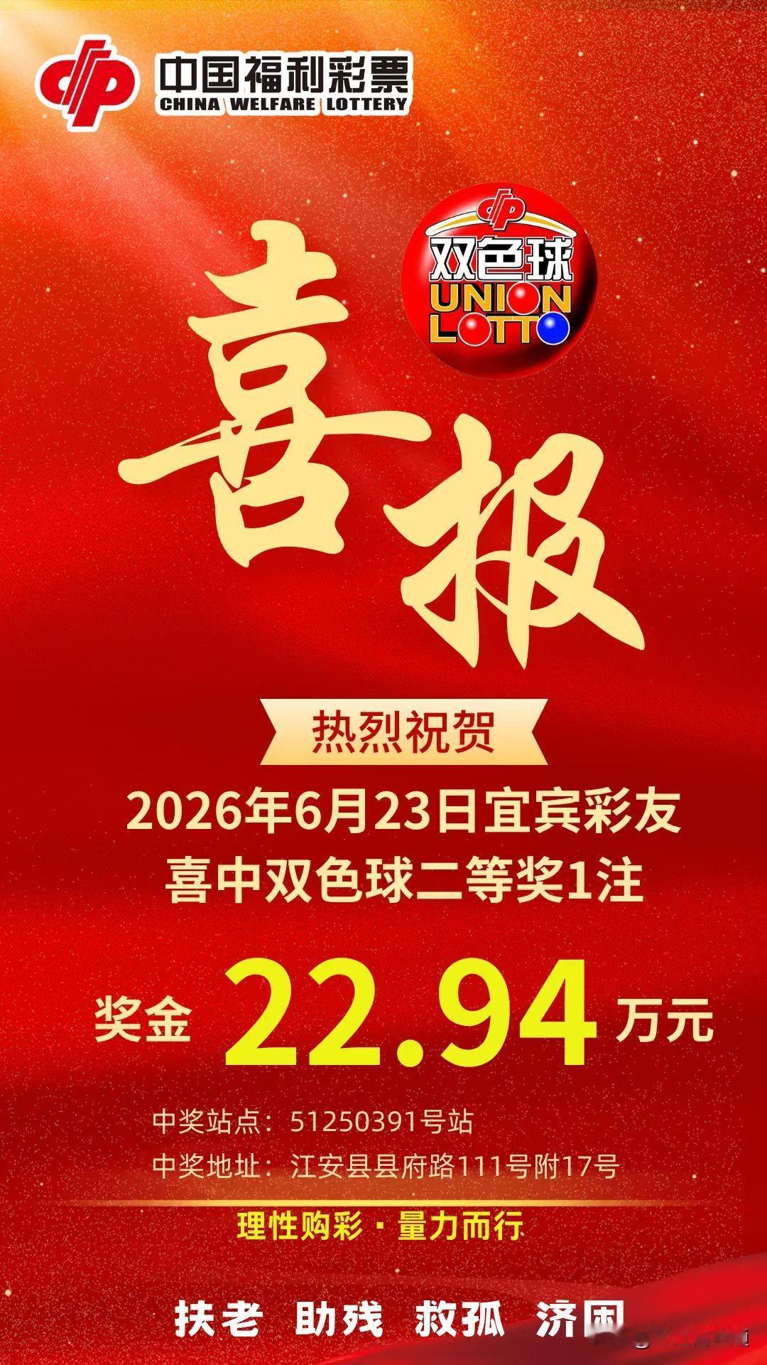 宜宾又中了一个二等奖22多万，不多不少可以躺平一年！