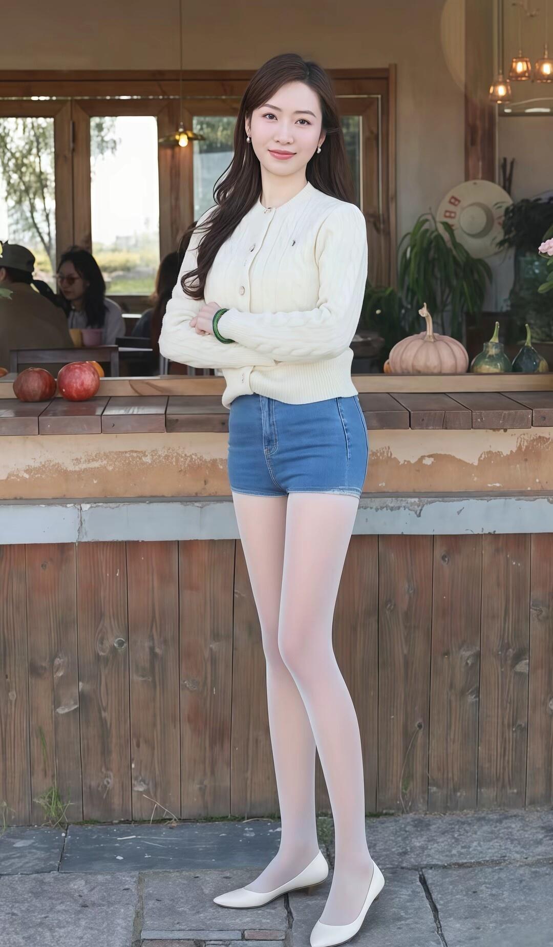 秋日暖阳下，甜美少女在咖啡馆的浪漫时光
木桌旁的南瓜和暖光，把针织衫的软意揉进风