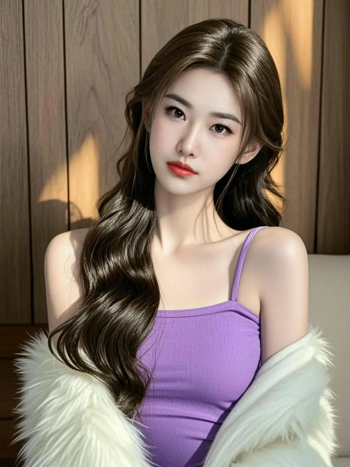 AI紫裙氛围感自拍 随变ai随便玩