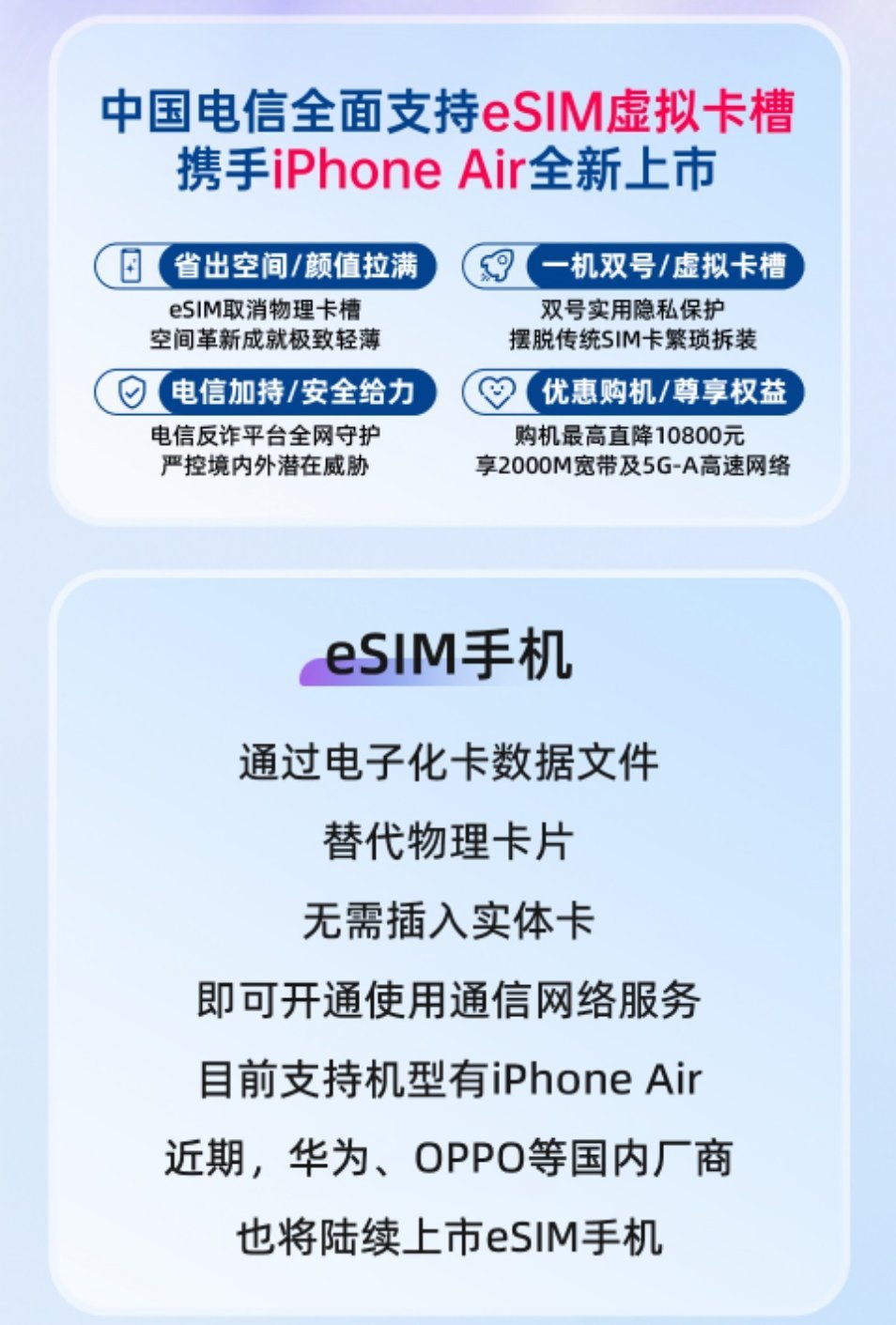 来自电信的爆料，华为、OPPO等国内厂商也将陆续上市eSIM手机。好奇国产eSI