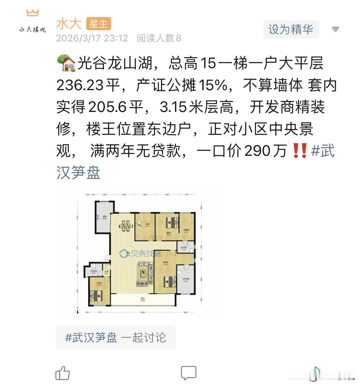 今日美居
        1.龙山湖，作为光谷东边缘的豪宅，现在单价一万，还是很