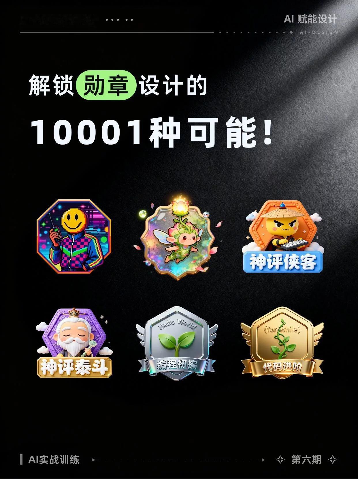 ai创造营 AI给我灵感！解锁勋章设计的1001种可能（附提示词）AI 在风格探