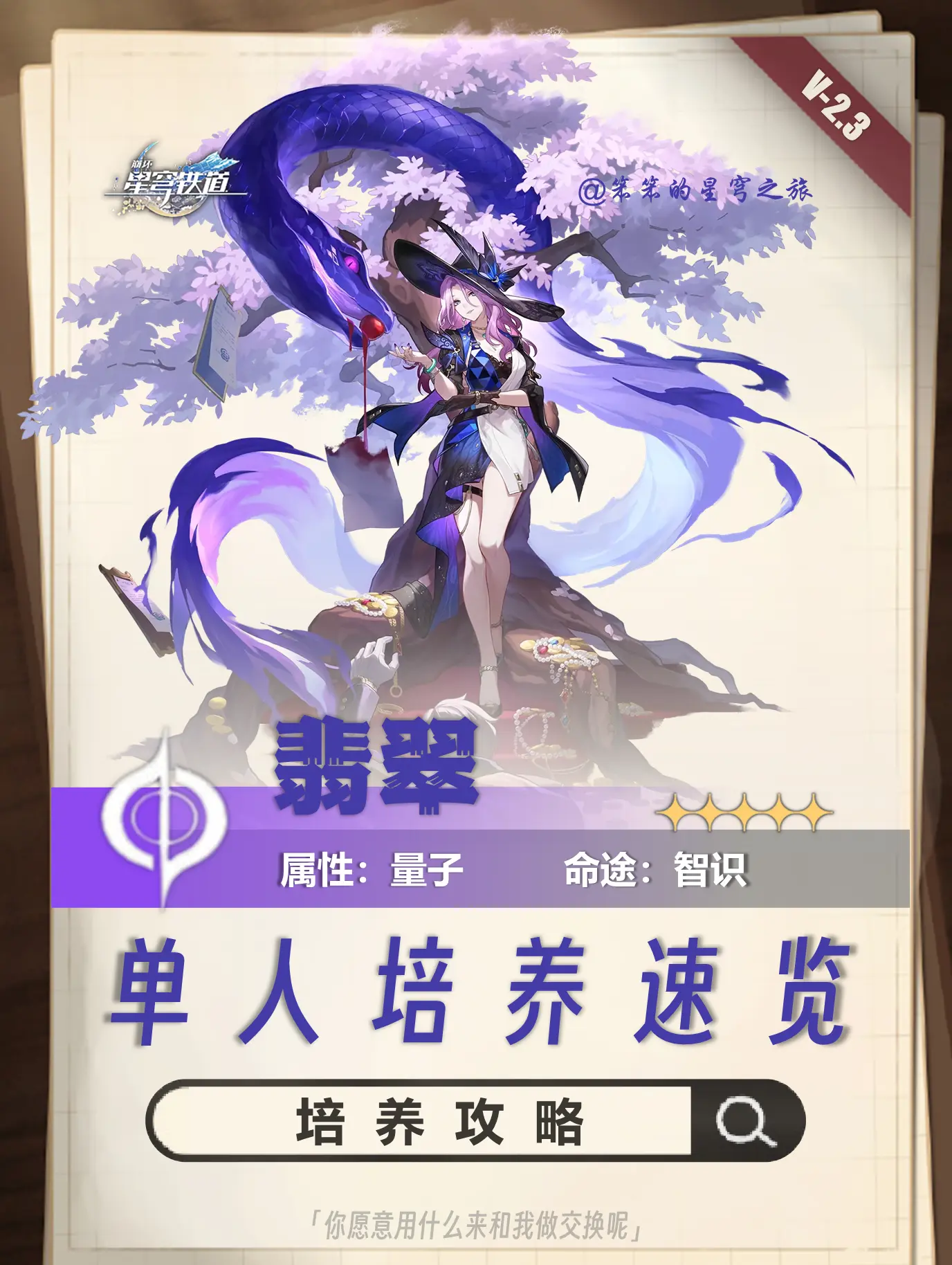 翡翠超详细角色培养攻略。🐱大家好，我是笨笨的铲屎官 今天给大家带来的...