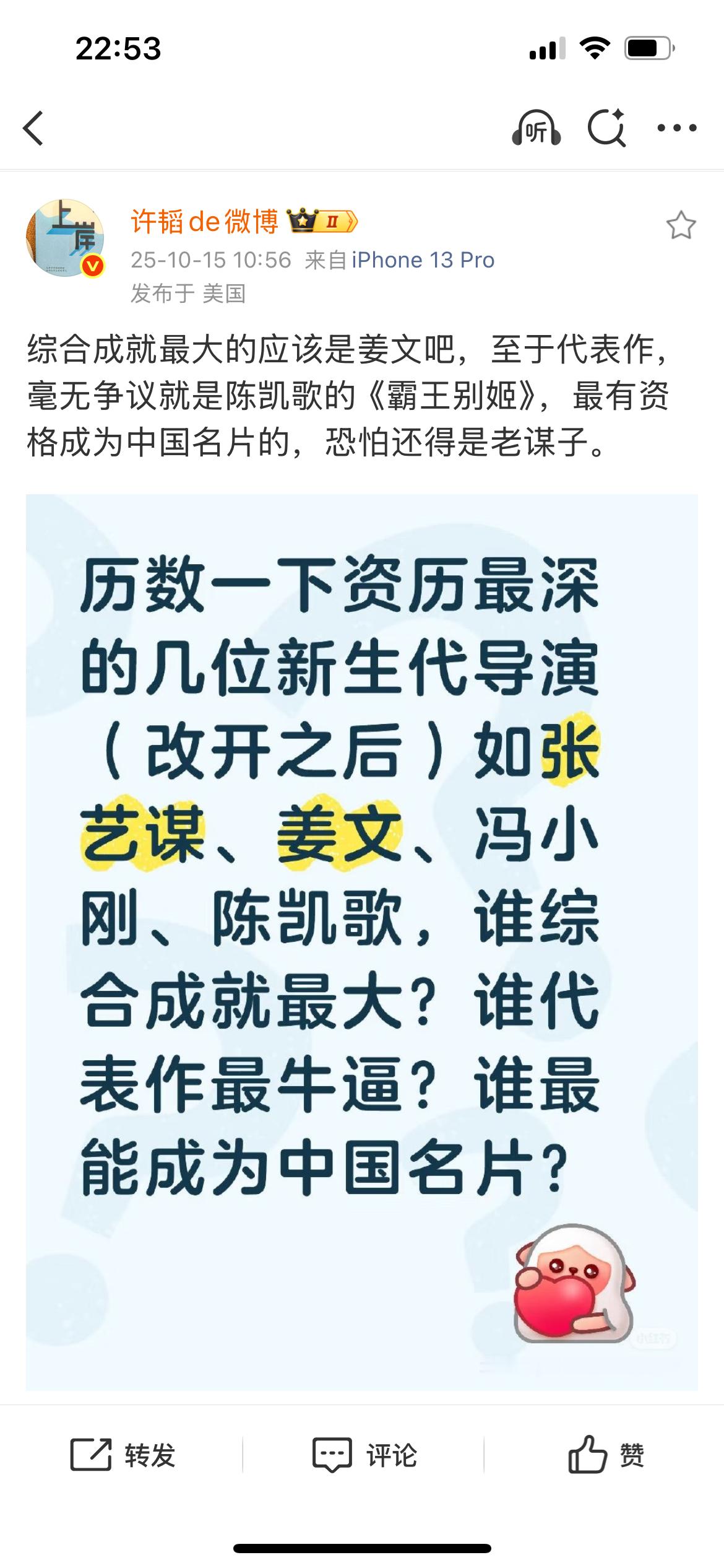 第一次吵架吵到不好意思损他了。这位网友实在是非常真诚而笨拙地喜欢张导，这种感情，