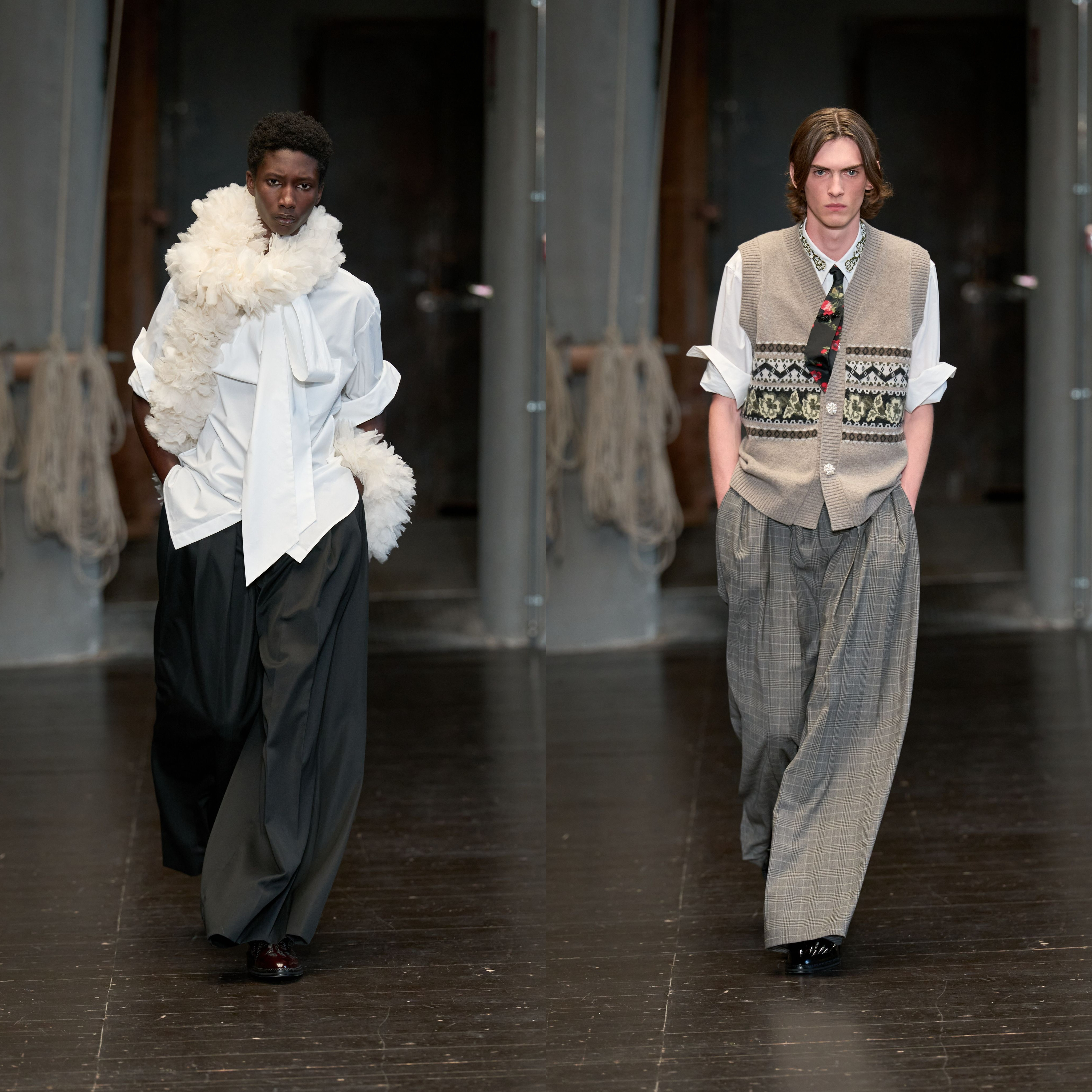 男装周 Simone Rocha S/S 2027 Menswear很少用甜美可