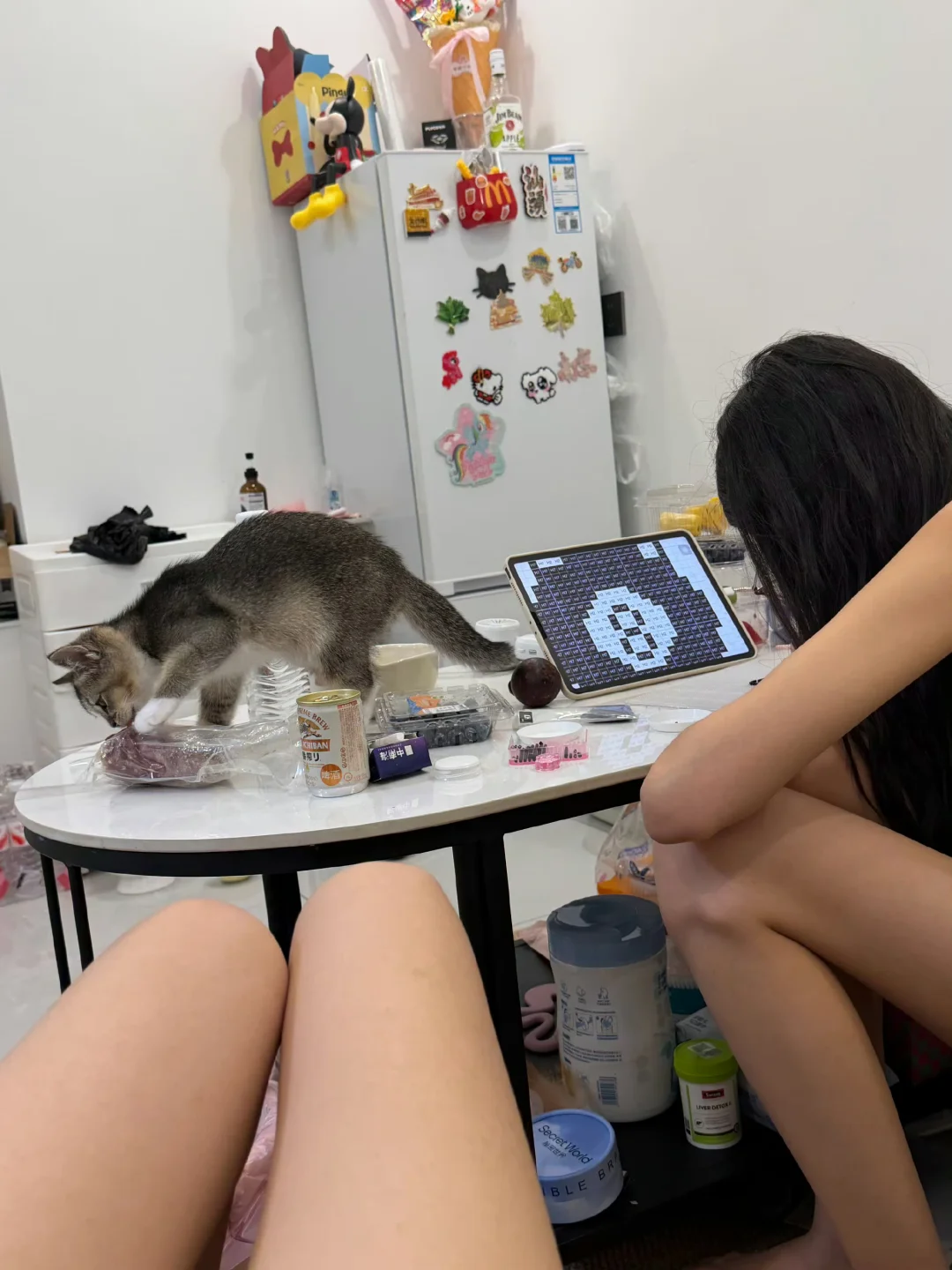 陪着姐妹拼豆豆