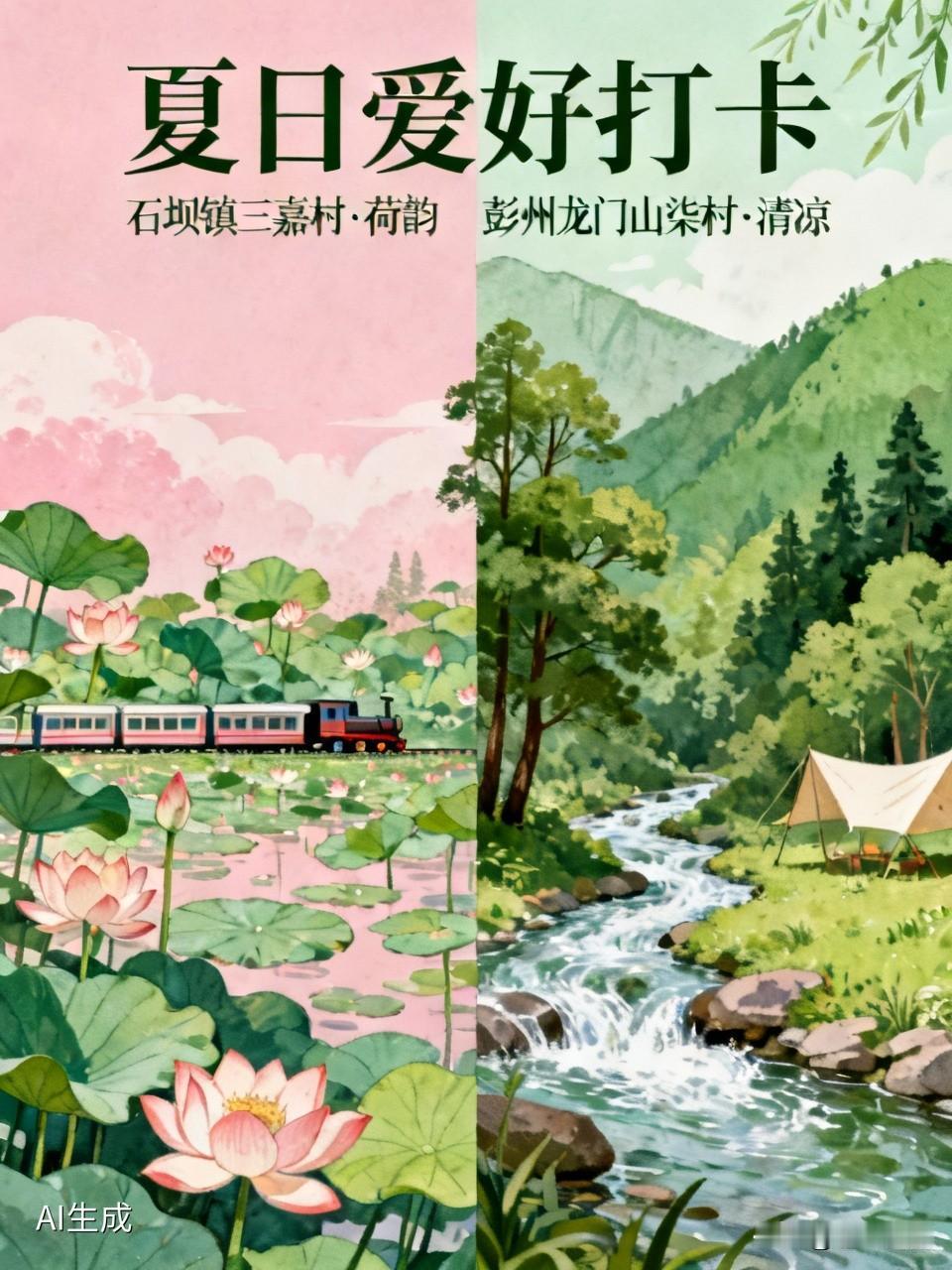 夏日爱好打卡，我有两个宝藏地推荐。
石坝镇三嘉村是个绝佳去处。6月中旬至8月，1