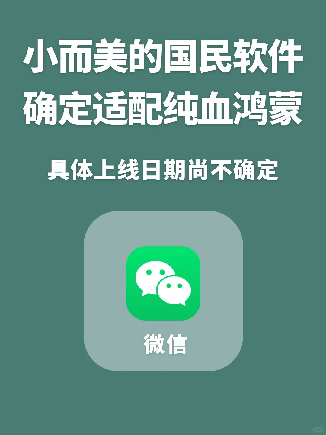 国民软件微信确定适配纯血鸿蒙系统！