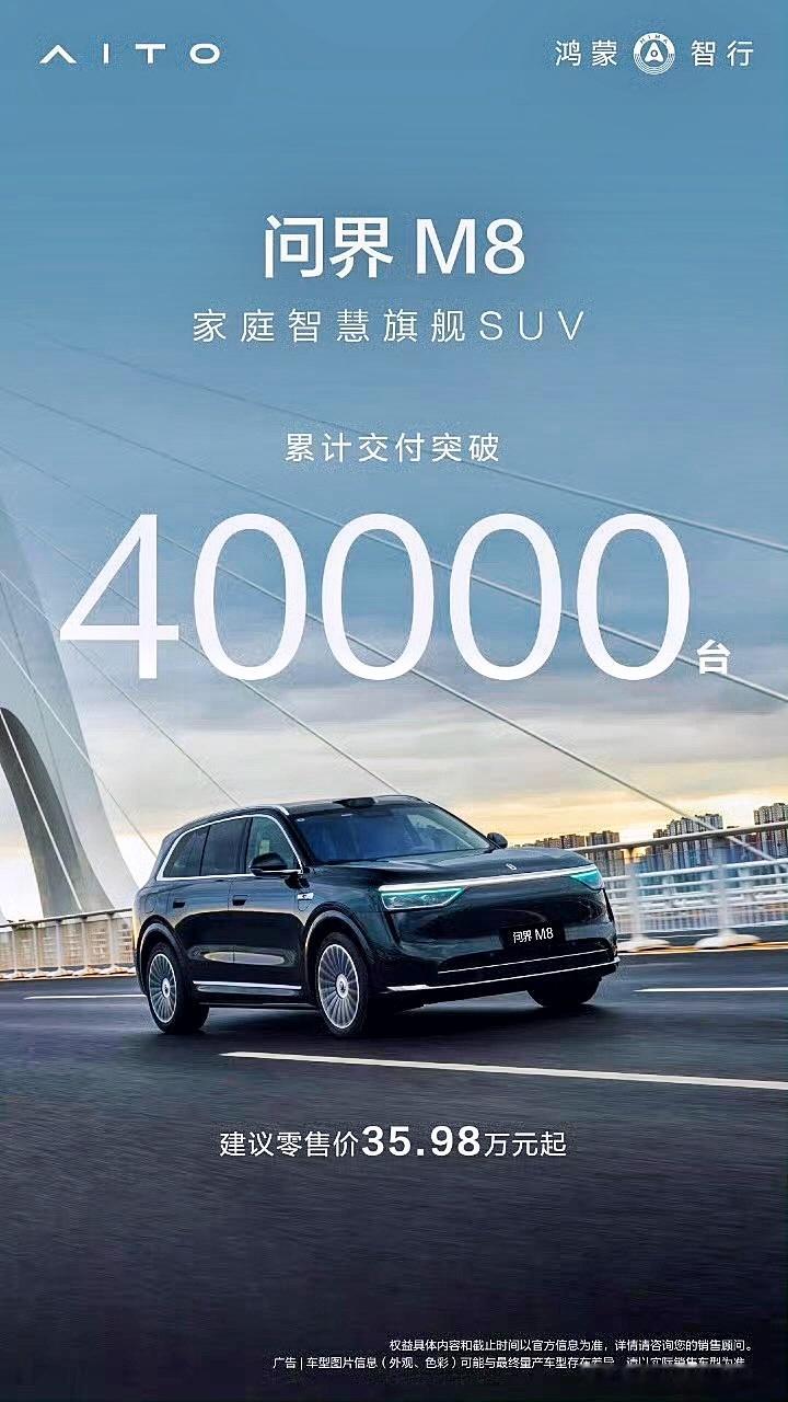 问界M8交付已破4万台。 ​​​