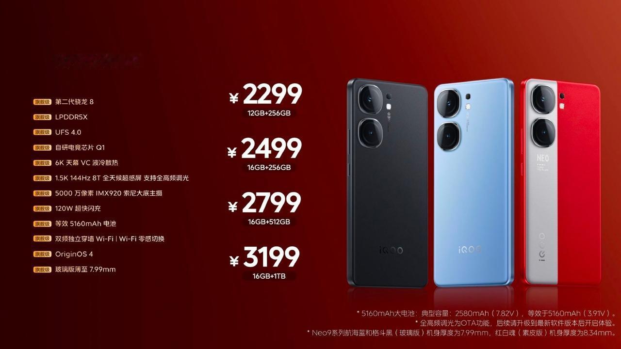 iQOO Neo9这个定价，比红米K70便宜200，比荣耀90 GT便宜300，