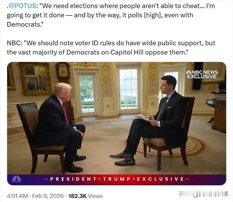 川普： "我们需要举行人们无法作弊的选举……我会把它搞定——顺便说一下，这民调支