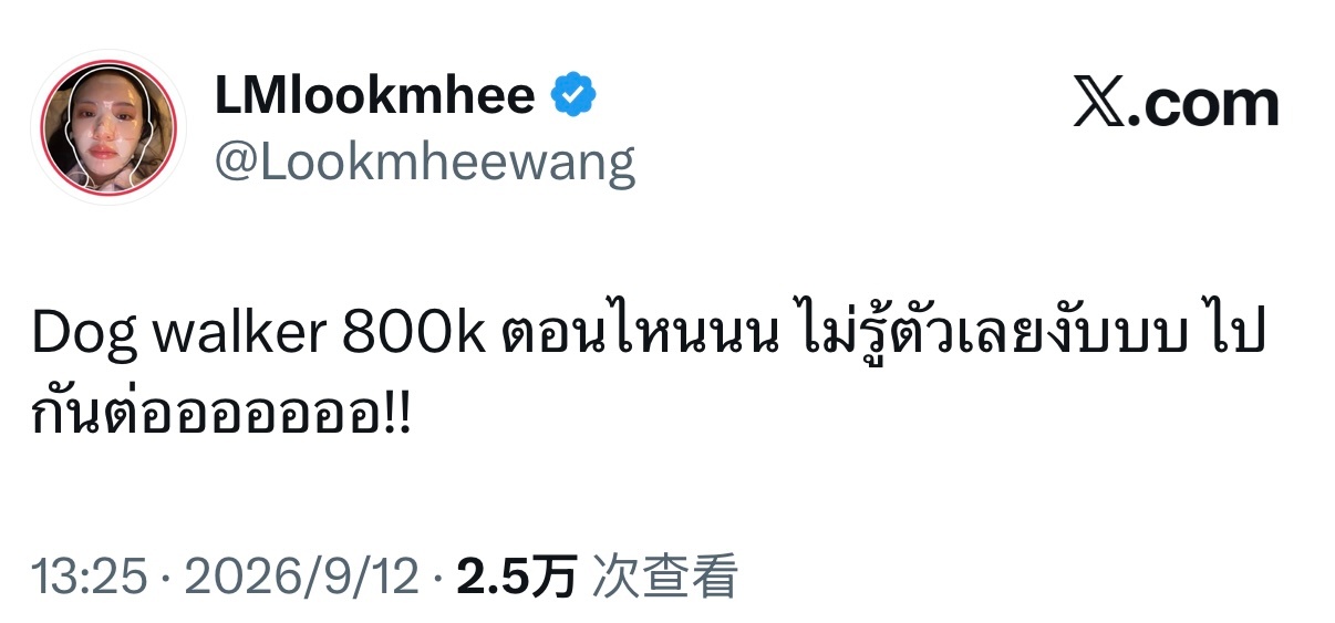 🐨：Dog walker 800k 是什么时候的事啊啊啊，自己都不知道欸～～～