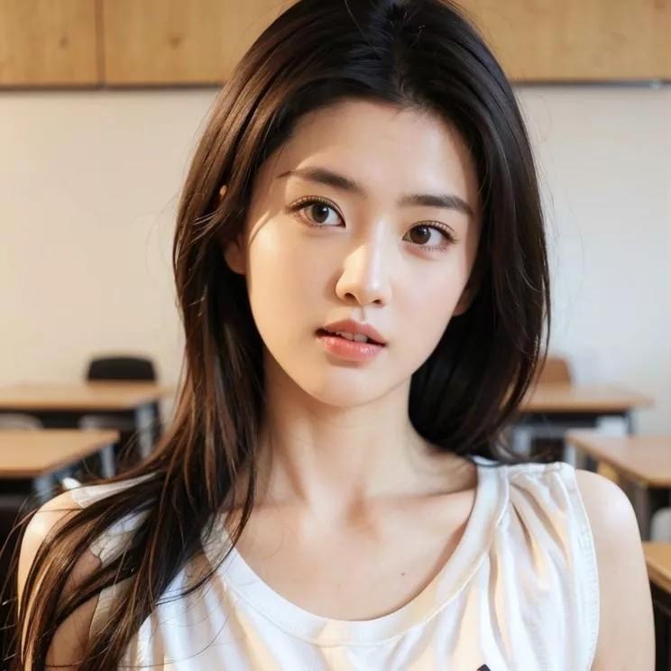 教室里的温柔少女，眼神里藏着故事温柔美少女 温柔的女老师 温柔花漾少女 温柔少女