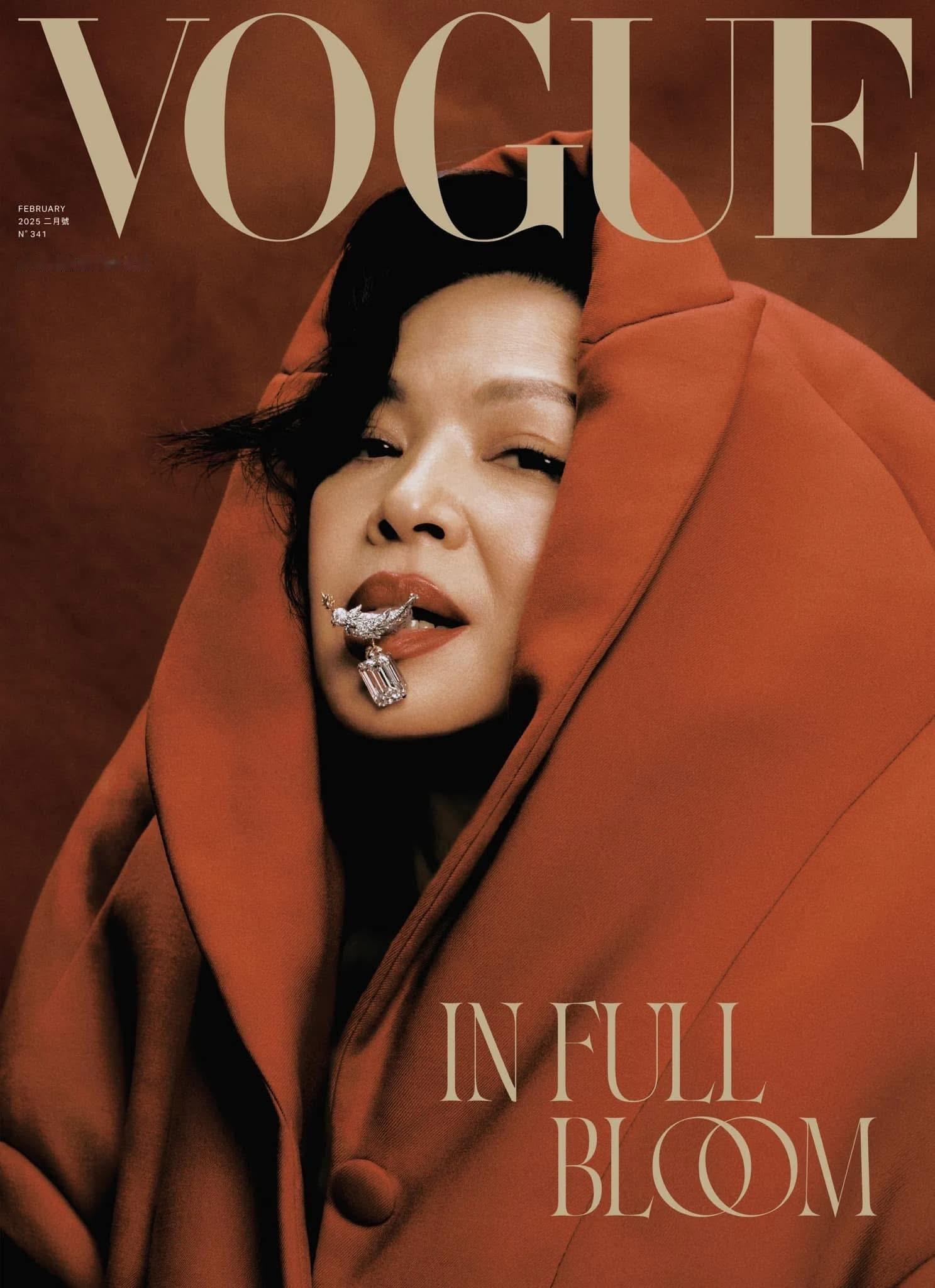 影后杨贵媚出镜中国台湾版VOGUE二月刊封面，石上鸟珠宝邂逅红唇，蛮有趣的一张[